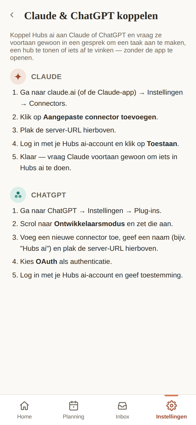 Instructies om Claude en ChatGPT te koppelen